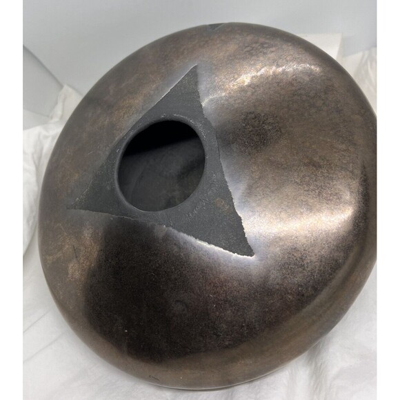 Vintage Haeger Matte Black Bronze Tone Volcanic Drip Lava Glaze Art Pottery UFO - Picture 3 of 14